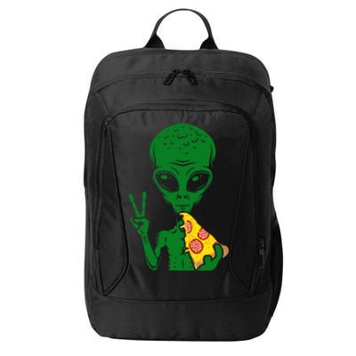 Funny Alien Head Eating Pizza Ufo Extraterrestrial City Backpack