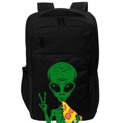 Funny Alien Head Eating Pizza Ufo Extraterrestrial Impact Tech Backpack