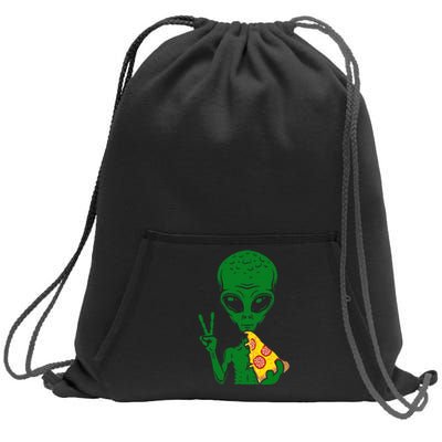 Funny Alien Head Eating Pizza Ufo Extraterrestrial Sweatshirt Cinch Pack Bag