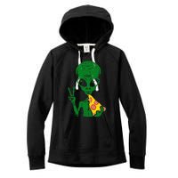 Funny Alien Head Eating Pizza Ufo Extraterrestrial Women's Fleece Hoodie