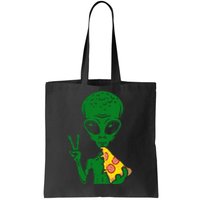 Funny Alien Head Eating Pizza Ufo Extraterrestrial Tote Bag