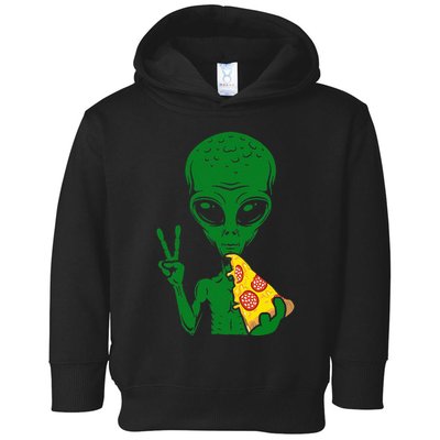 Funny Alien Head Eating Pizza Ufo Extraterrestrial Toddler Hoodie