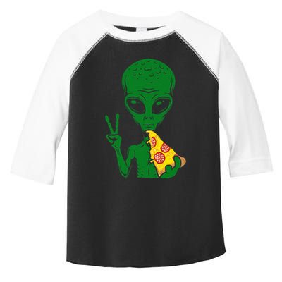 Funny Alien Head Eating Pizza Ufo Extraterrestrial Toddler Fine Jersey T-Shirt