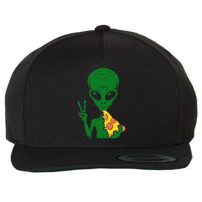 Funny Alien Head Eating Pizza Ufo Extraterrestrial Wool Snapback Cap