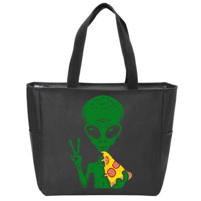 Funny Alien Head Eating Pizza Ufo Extraterrestrial Zip Tote Bag