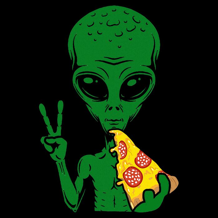 Funny Alien Head Eating Pizza Ufo Extraterrestrial Zip Tote Bag