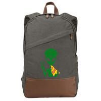 Funny Alien Head Eating Pizza Ufo Extraterrestrial Cotton Canvas Backpack