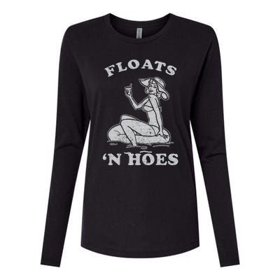 Floats And Hoes Funny Float Trip Tubing River Float Womens Cotton Relaxed Long Sleeve T-Shirt