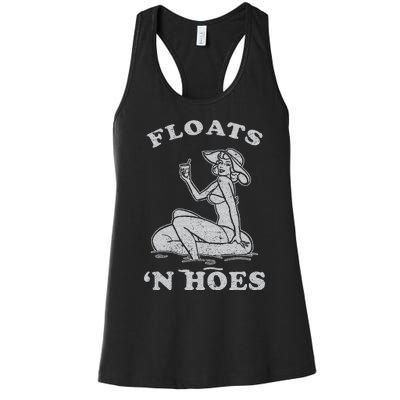 Floats And Hoes Funny Float Trip Tubing River Float Women's Racerback Tank