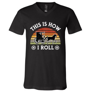 Funny Amish Horse & Buggy This Is How I Roll Lancaster Pa. V-Neck T-Shirt