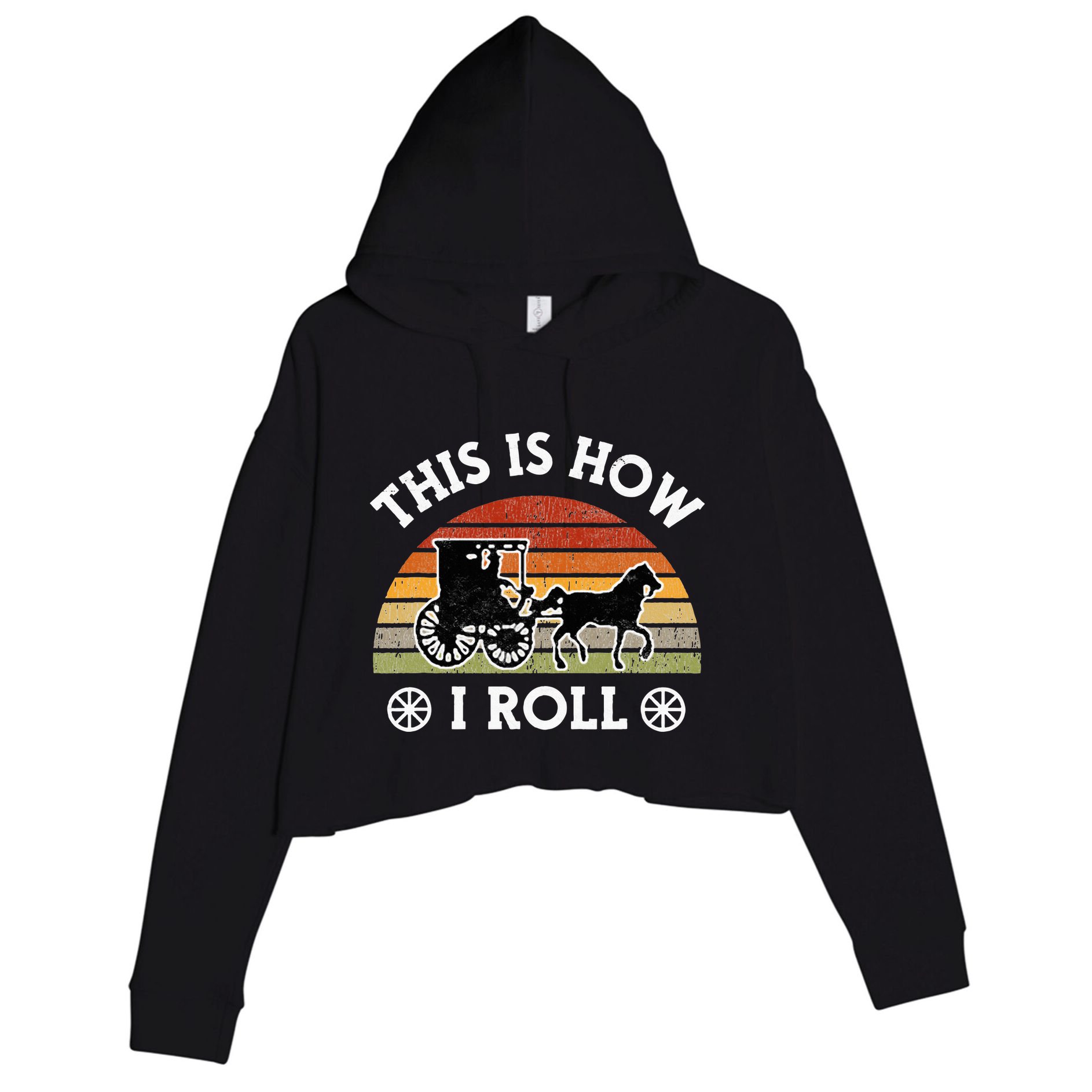 Funny Amish Horse & Buggy This Is How I Roll Lancaster Pa. Crop Fleece Hoodie