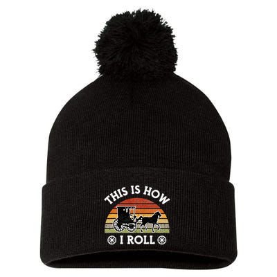 Funny Amish Horse & Buggy This Is How I Roll Lancaster Pa. Pom Pom 12in Knit Beanie