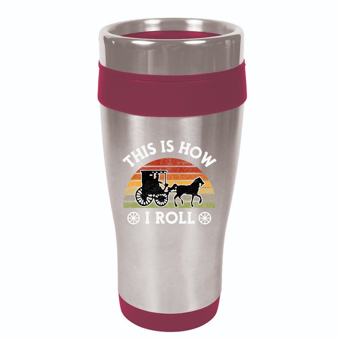 Funny Amish Horse & Buggy This Is How I Roll Lancaster Pa. 16oz Travel Tumbler