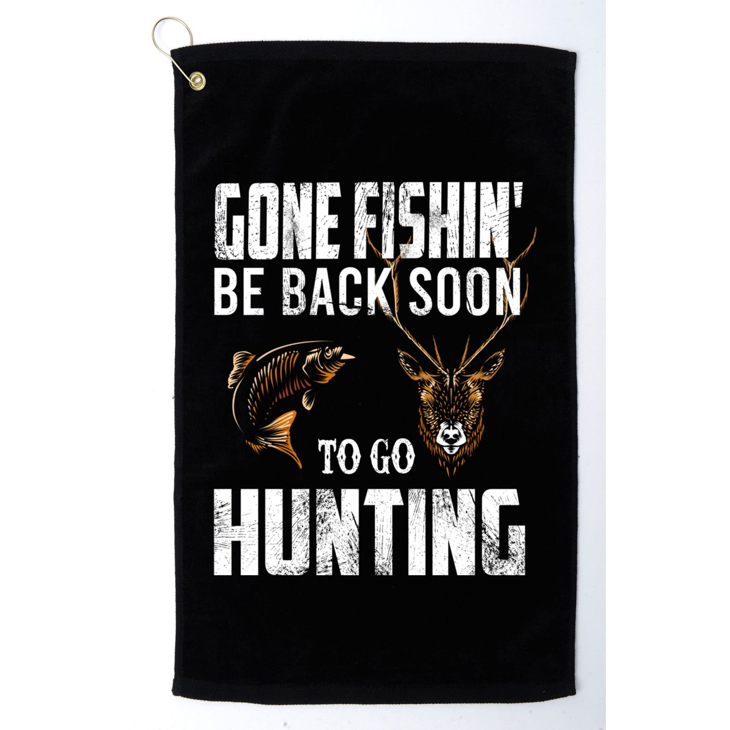 Fishing And Hunting Funny Fish Deer Hunter Gag Gift Great Gift Golf Towel