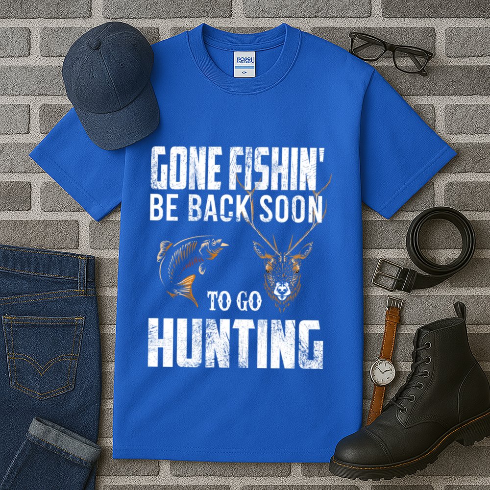 Fishing And Hunting Funny Fish Deer Hunter Gag Gift Great Gift Tall T-Shirt