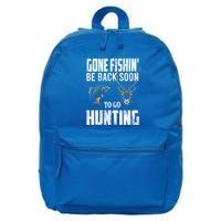 Fishing And Hunting Funny Fish Deer Hunter Gag Gift Great Gift 16 in Basic Backpack
