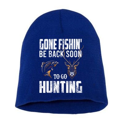 Fishing And Hunting Funny Fish Deer Hunter Gag Gift Great Gift Short Acrylic Beanie