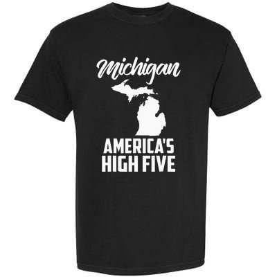 Funny Americas High Five State Of Michigan Gift Men Women Garment-Dyed Heavyweight T-Shirt