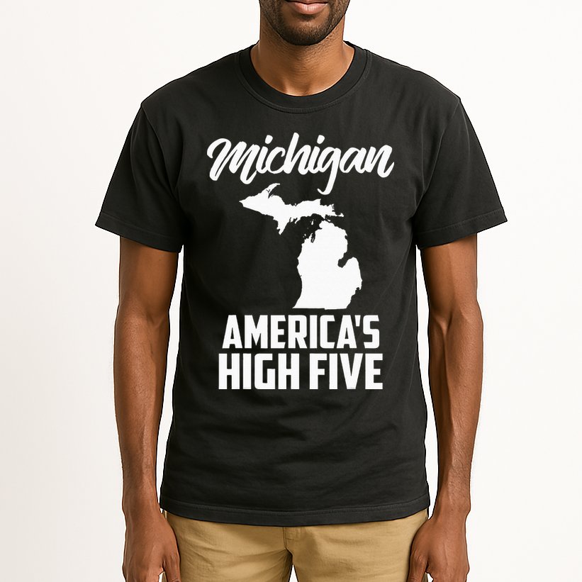 Funny Americas High Five State Of Michigan Gift Men Women Tall T-Shirt