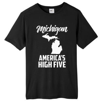 Funny Americas High Five State Of Michigan Gift Men Women Tall Fusion ChromaSoft Performance T-Shirt