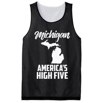 Funny Americas High Five State Of Michigan Gift Men Women Mesh Reversible Basketball Jersey Tank