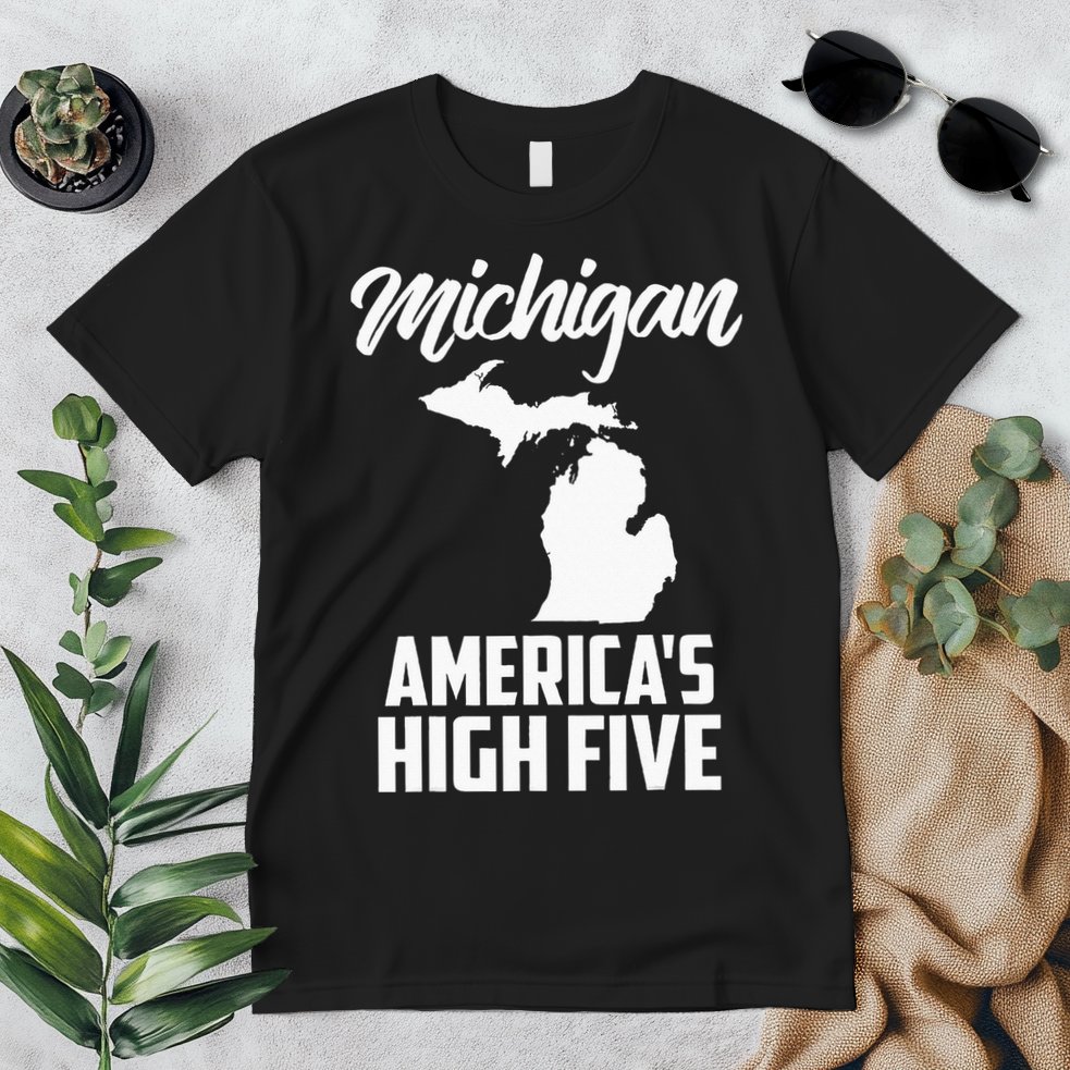 Funny Americas High Five State Of Michigan Gift Men Women Premium T-Shirt