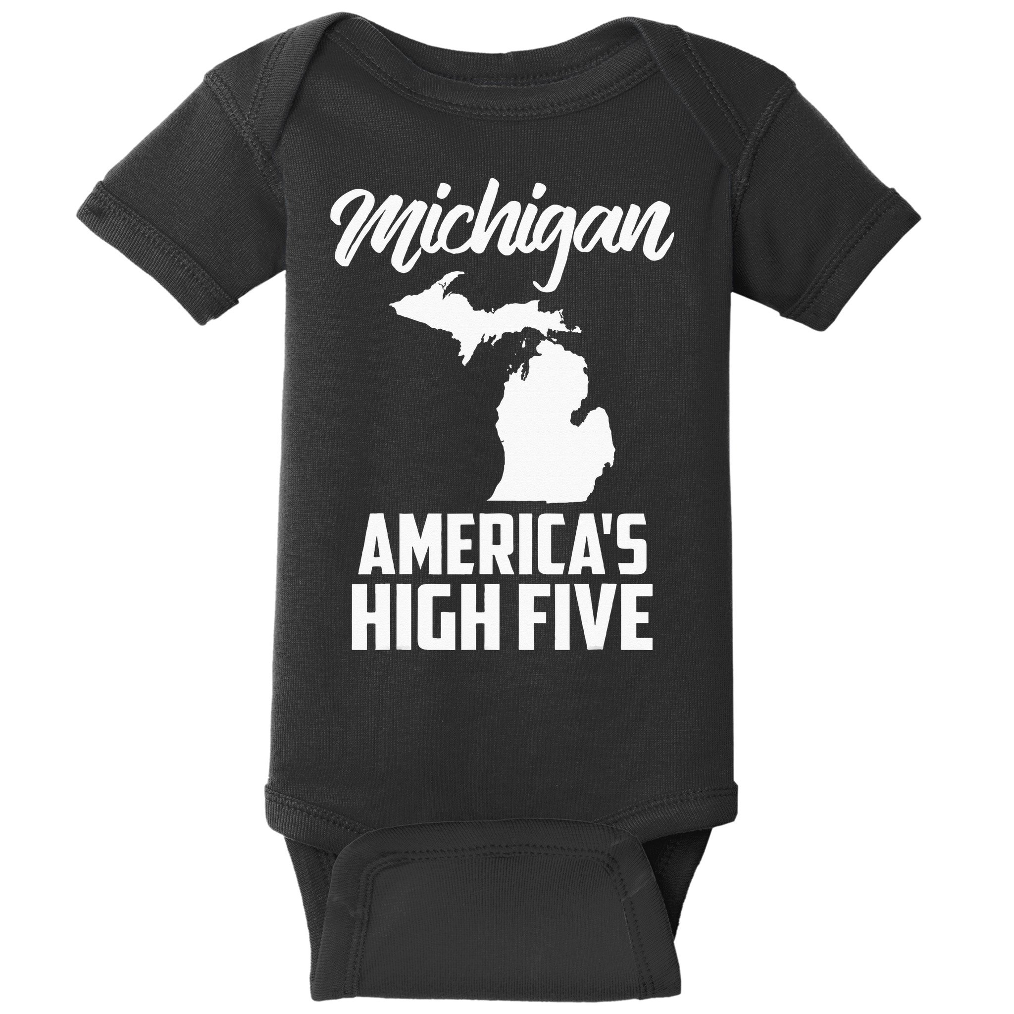 Funny Americas High Five State Of Michigan Gift Men Women Baby Bodysuit
