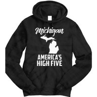 Funny Americas High Five State Of Michigan Gift Men Women Tie Dye Hoodie