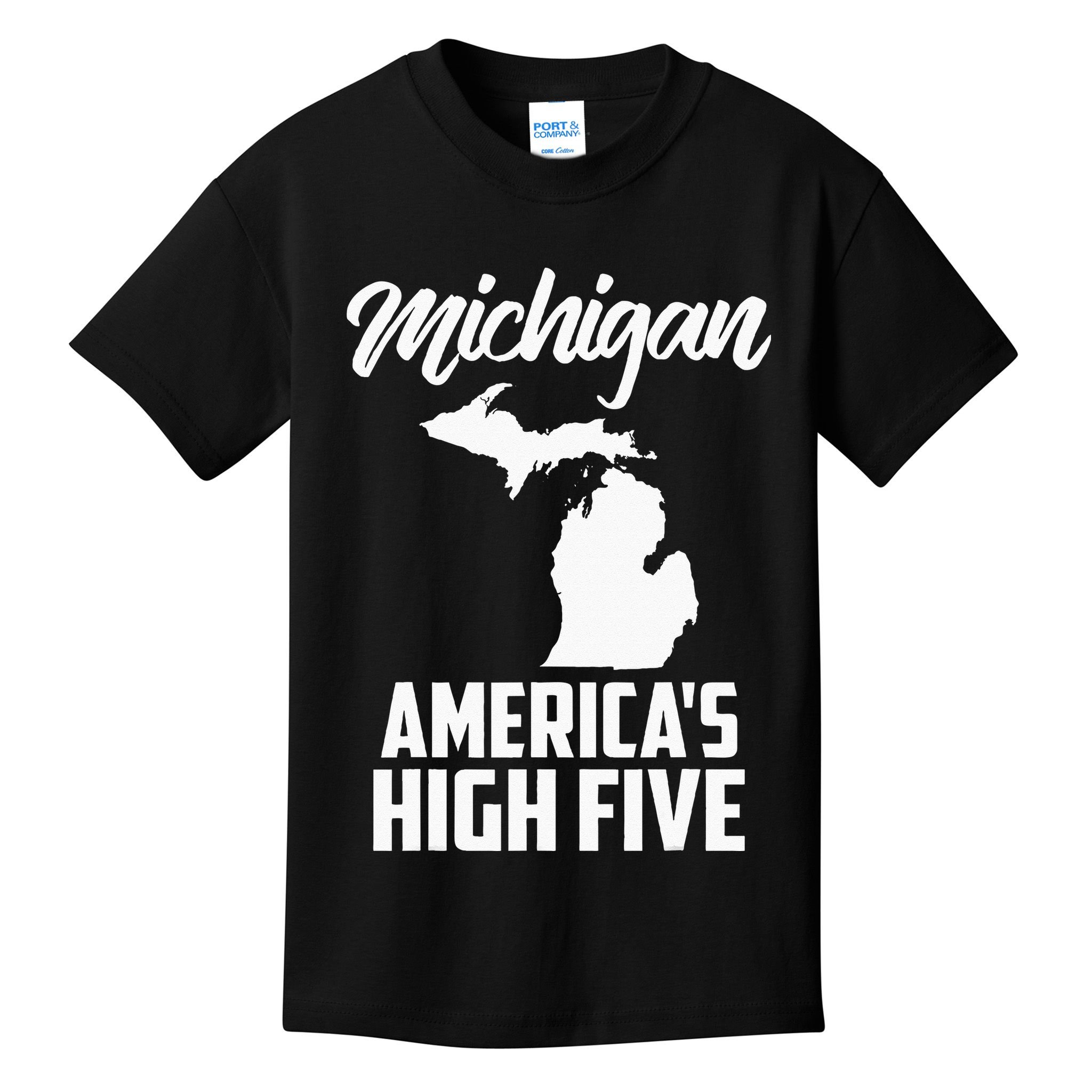 Funny Americas High Five State Of Michigan Gift Men Women Kids T-Shirt