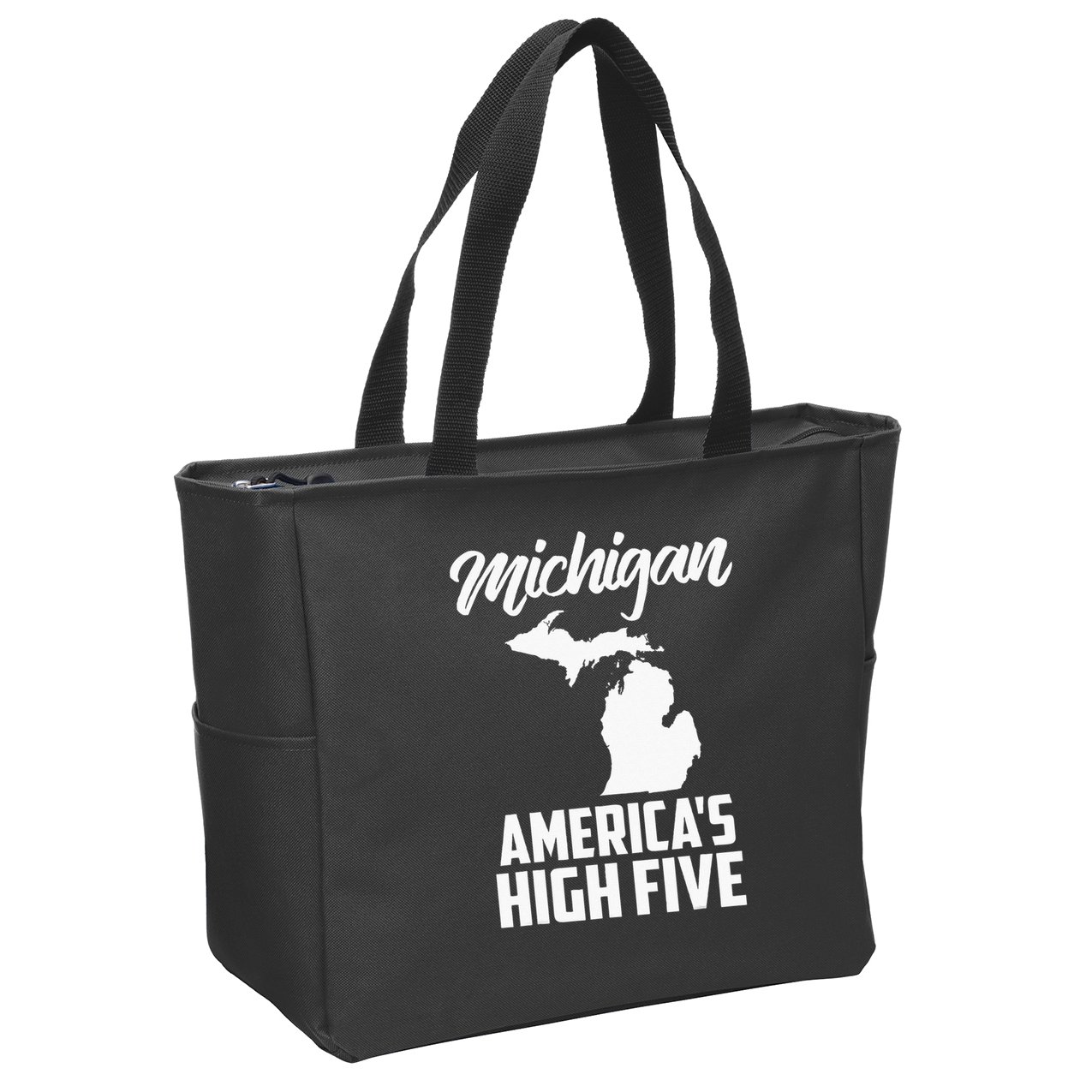 Funny Americas High Five State Of Michigan Gift Men Women Zip Tote Bag