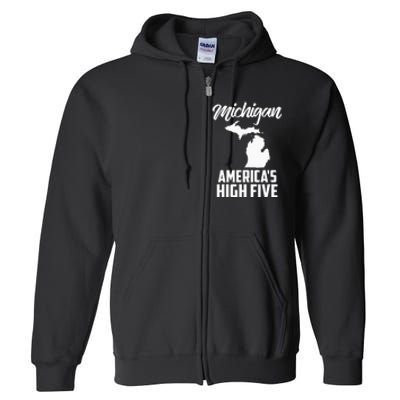 Funny Americas High Five State Of Michigan Gift Men Women Full Zip Hoodie