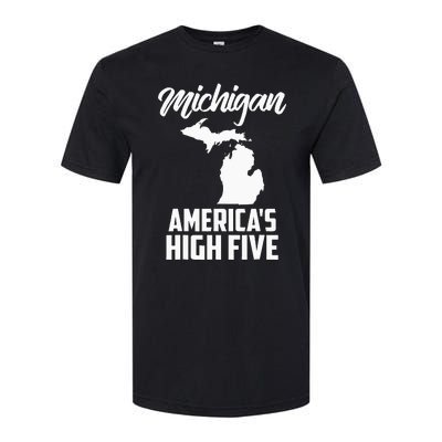 Funny Americas High Five State Of Michigan Gift Men Women Softstyle CVC T-Shirt