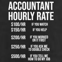 Funny Accountant Hourly Rate Accounting CPA Humor TShirt Cool Comfort Performance Bucket Hat