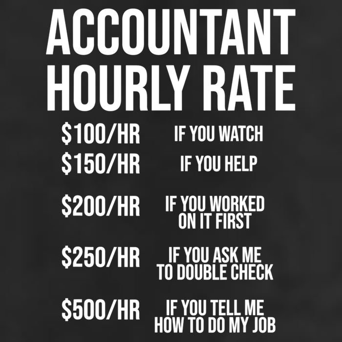 Funny Accountant Hourly Rate Accounting CPA Humor TShirt Cool Comfort Performance Bucket Hat