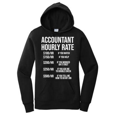 Funny Accountant Hourly Rate Accounting CPA Humor TShirt Women's Pullover Hoodie