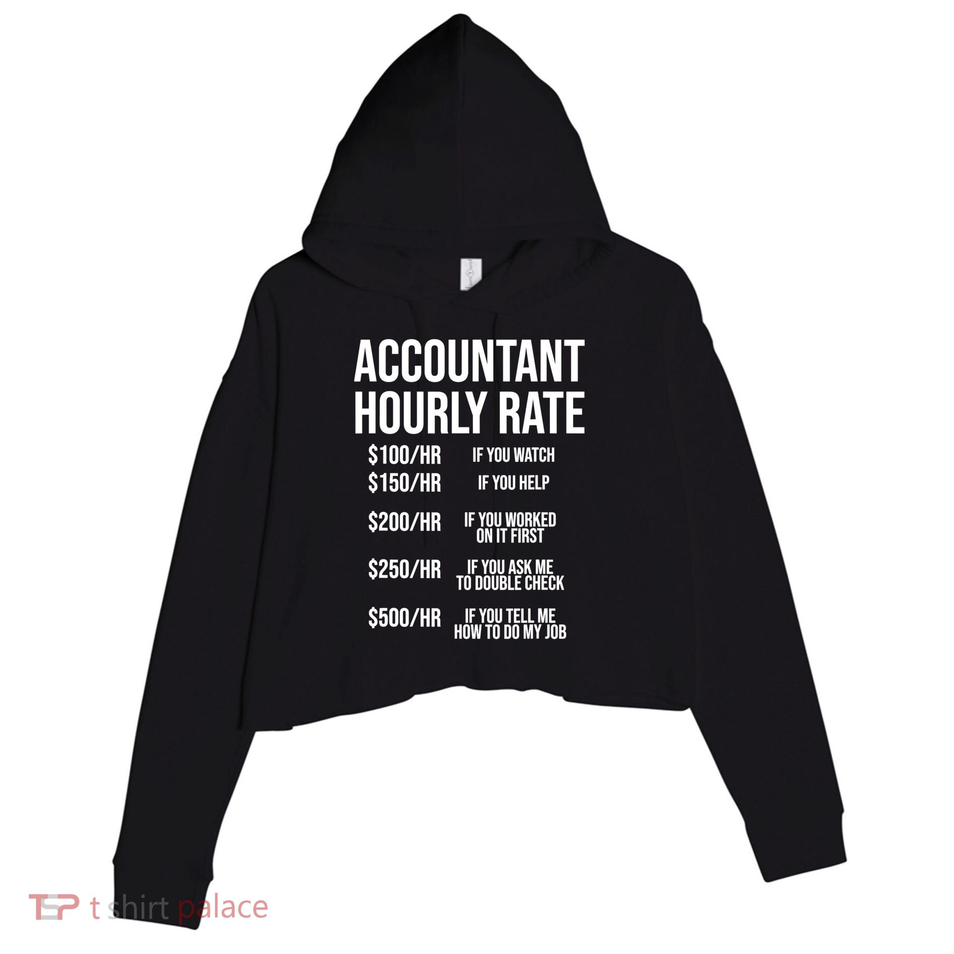 Funny Accountant Hourly Rate Accounting CPA Humor TShirt Crop Fleece Hoodie