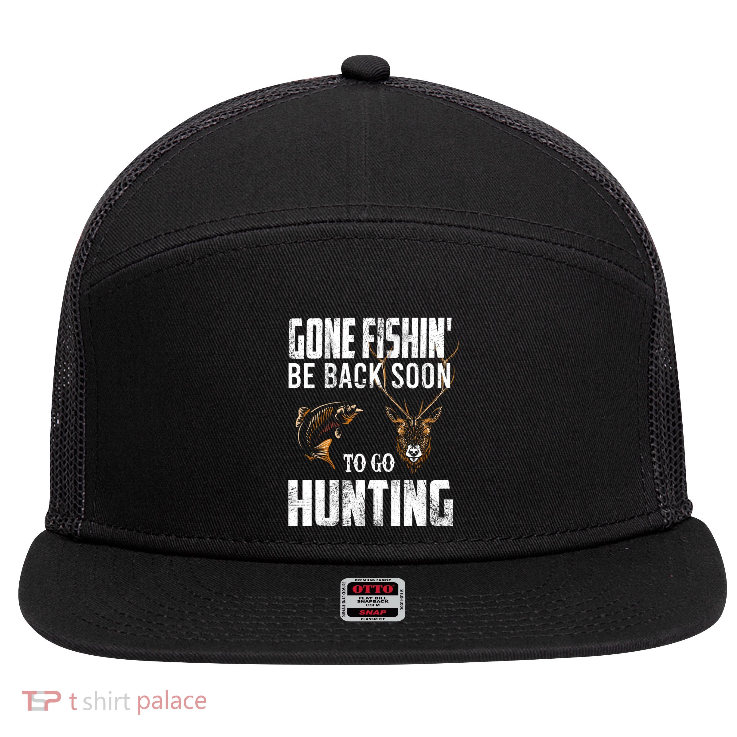 Fishing And Hunting Funny Fish Deer Hunter Gag Gift Gift 7 Panel Mesh Trucker Snapback Hat