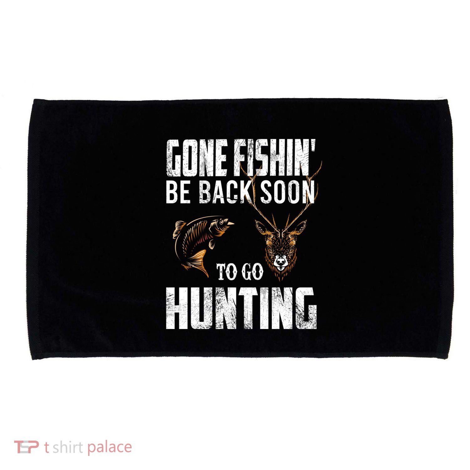 Fishing And Hunting Funny Fish Deer Hunter Gag Gift Gift Microfiber Hand Towel