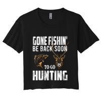 Fishing And Hunting Funny Fish Deer Hunter Gag Gift Gift Women's Crop Top Tee