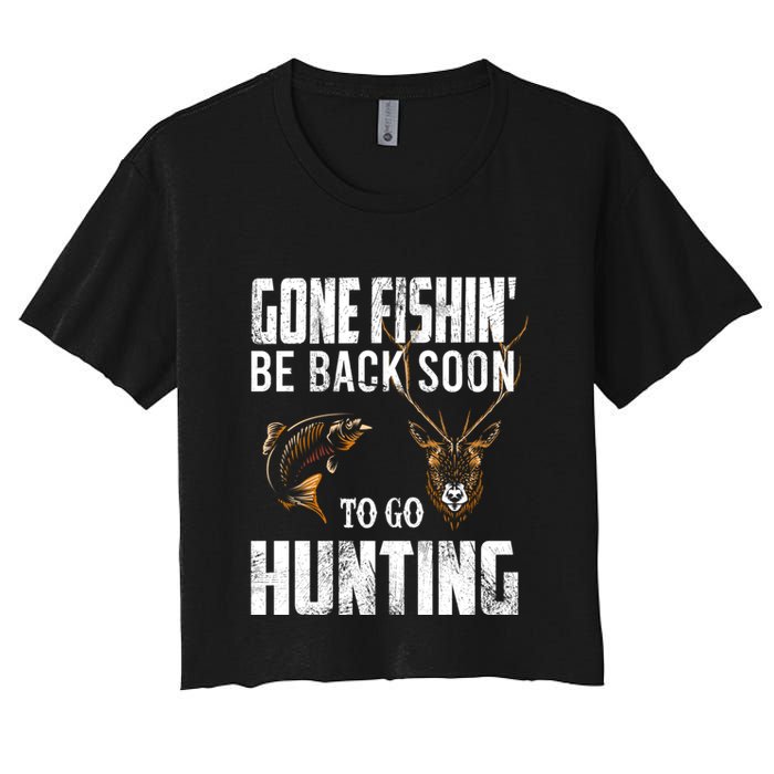 Fishing And Hunting Funny Fish Deer Hunter Gag Gift Gift Women's Crop Top Tee