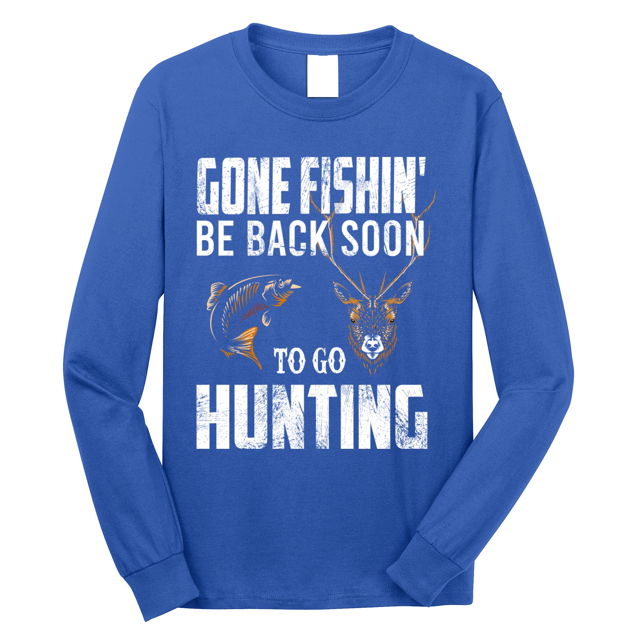 Fishing And Hunting Funny Fish Deer Hunter Gag Gift Gift Long Sleeve Shirt