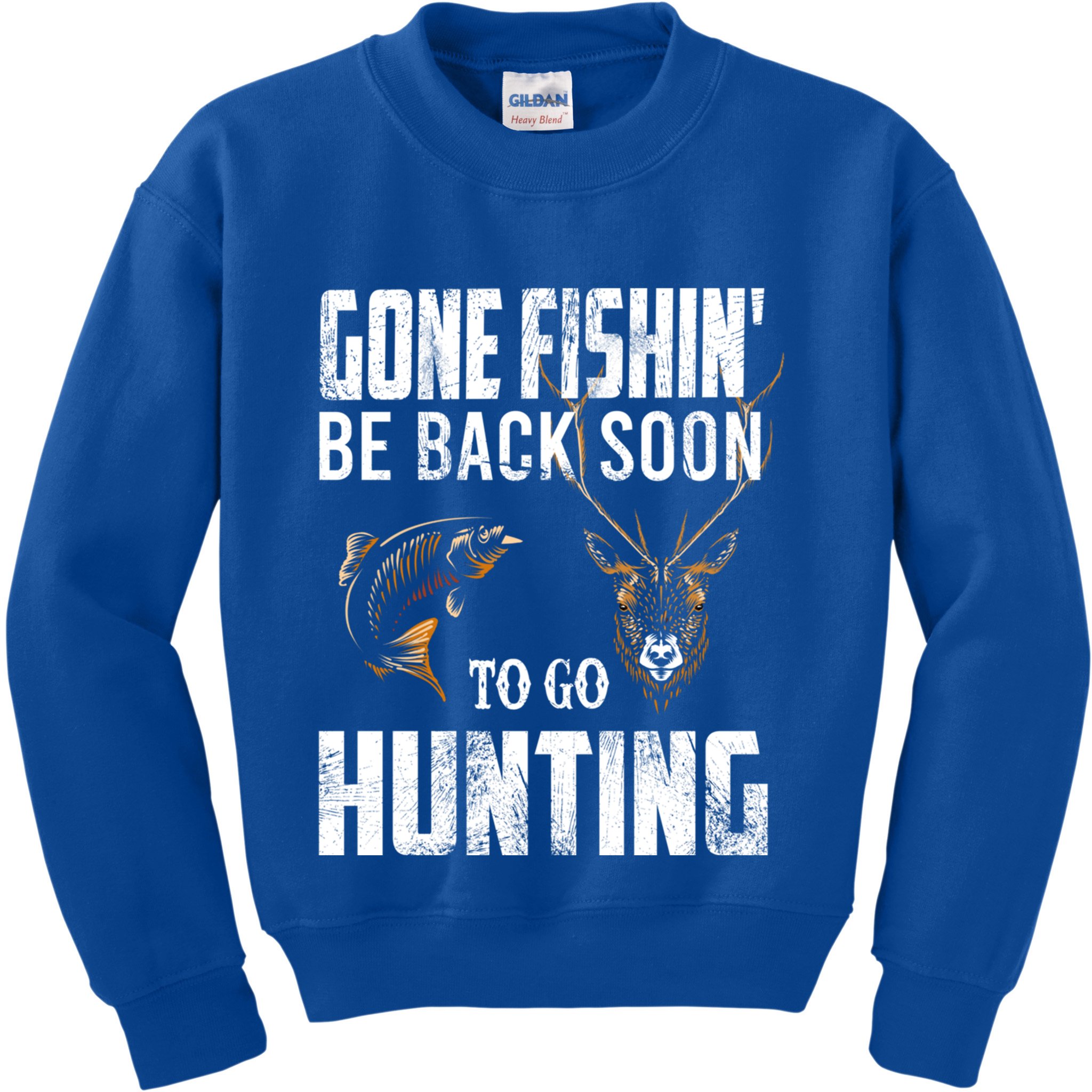 Fishing And Hunting Funny Fish Deer Hunter Gag Gift Gift Kids Sweatshirt