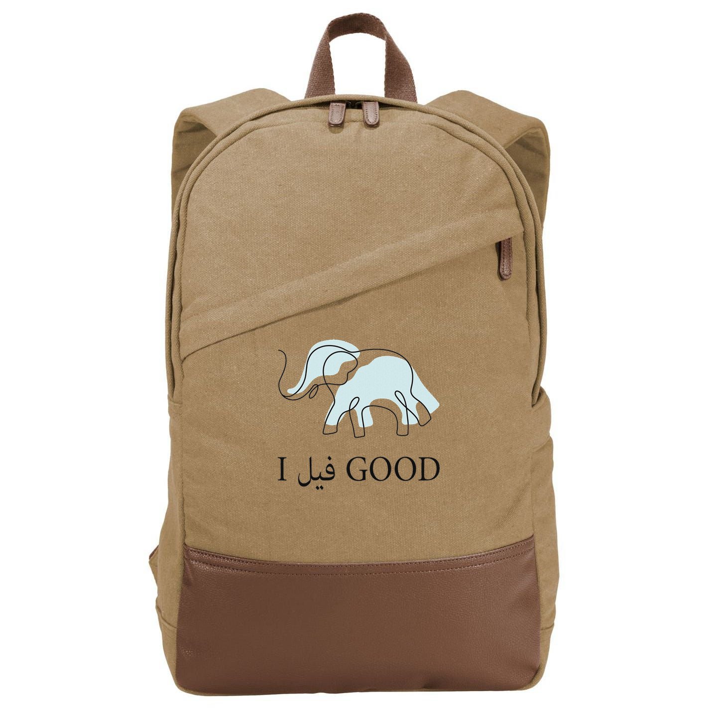 Funny Arabic Humor Elephant I Feel Good Arabic Quote Cotton Canvas Backpack