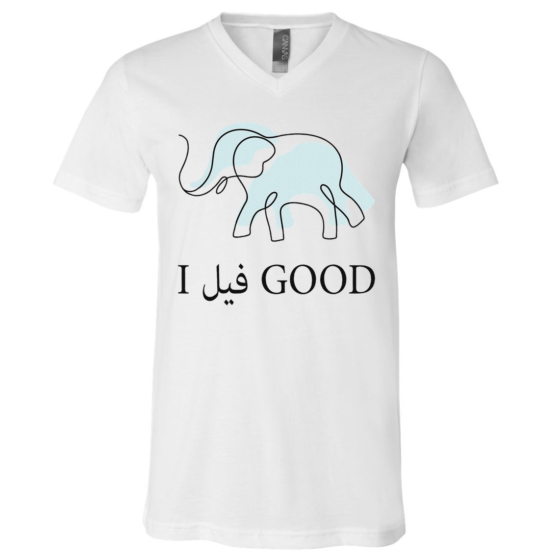 Funny Arabic Humor Elephant I Feel Good Arabic Quote V-Neck T-Shirt