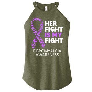 Fibromyalgia Awareness Her Fight Is My Fight Survivor Gift Women's Perfect Tri Rocker Tank