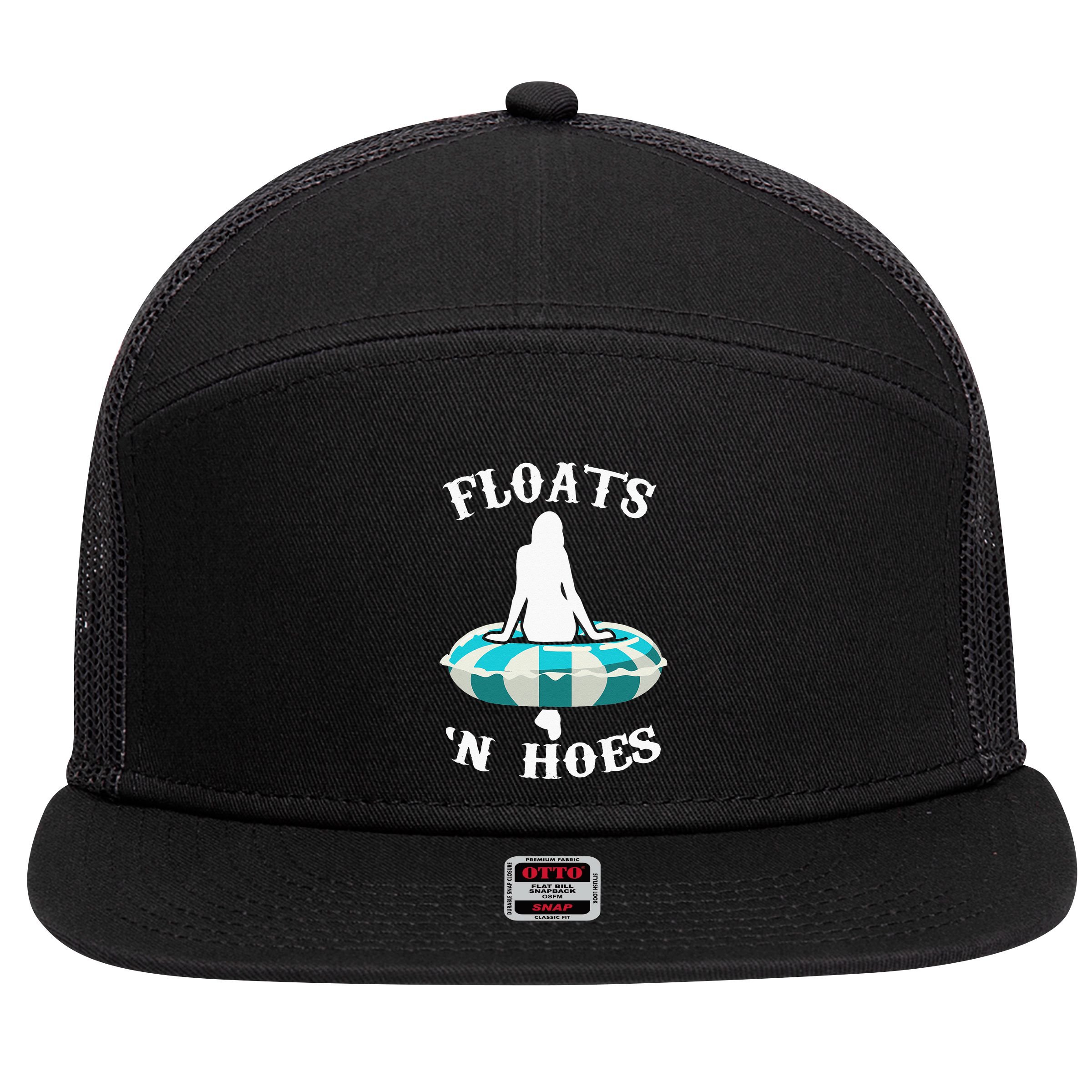 Floats And Hoes Funny Summer Vacation Float Trip Tubing 7 Panel Mesh Trucker Snapback Hat