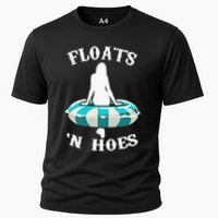 Floats And Hoes Funny Summer Vacation Float Trip Tubing Cooling Performance Crew T-Shirt