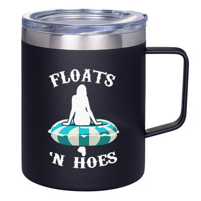 Floats And Hoes Funny Summer Vacation Float Trip Tubing 12oz Stainless Steel Coffee Mug