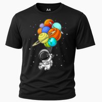 Funny Astronaut Holding Planet Balloons Space Toddler Cooling Performance Crew T-Shirt