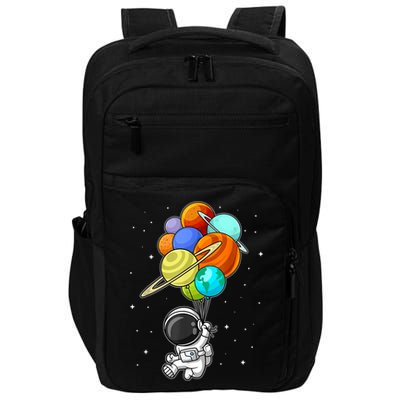 Funny Astronaut Holding Planet Balloons Space Toddler Impact Tech Backpack